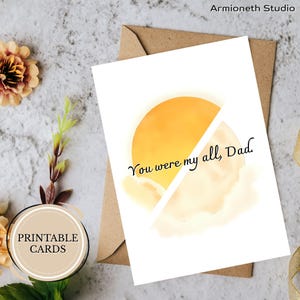Druckbare Vatertagskarte – “You were my all, Dad.” – Faltbare digitale Karte für alleinerziehenden Vater, Vaterfigur oder Helden – Instant Download