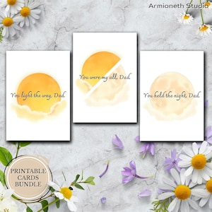 Vatertagskarten-Set zum Ausdrucken - "Sun & Moon" - 3 faltbare Karten mit Botschaften für Papa - digitaler Download."