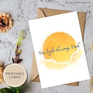 Druckbare Vatertagskarte – “You light the way, Dad” – Faltbare digitale Karte für Vater, alleinerziehenden Vater oder Vaterfigur – Sofort Download