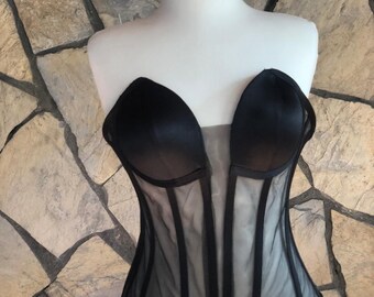 Corset/ Transparent / Black  Corsets / Bustiers Corset/  White Bustier Corsets/ Lingerie Corset/ party / Costume