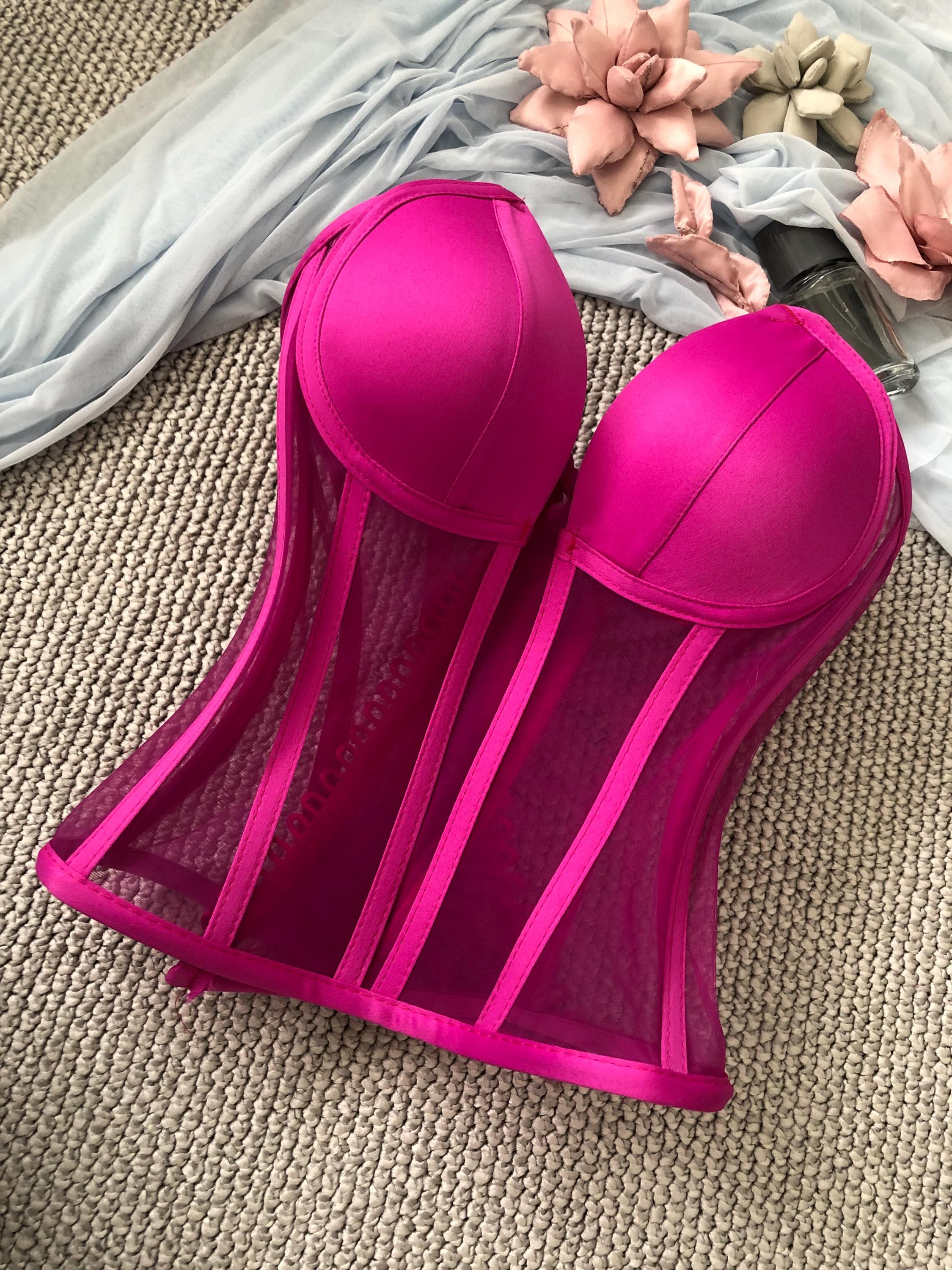 Corsets/ Transparent Corsets/ Fuchsia Corsets / Bustiers Corset/ Pink Corsets/ Lingerie Corset/ party / Costume