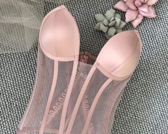 Corsets/ Transparent Corsets/ Pink Corsets / Bustiers Corset/ Pink Corsets/ Lingerie Corset/ party / Costume