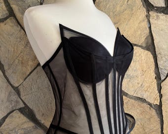Corset, Black Corset, Costum Corset, Party Corset, Transparent Corset, Bustier Corset
