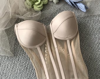Corset/ Transparent / Beige  Corsets / Bustiers Corset/  White Bustier Corsets/ Lingerie Corset/ party / Costume