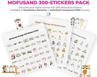 300 Mofusand Cat Digital Stickers Pack | Cute Kawaii Stickers for Notebooks, Planners, Journals & GoodNotes