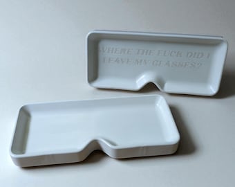 Concrete eyeglasses holder tray - "Where the f*ck"