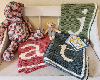 Hand Crocheted Monogram Initial Baby Toddler Blanket *free shipping*