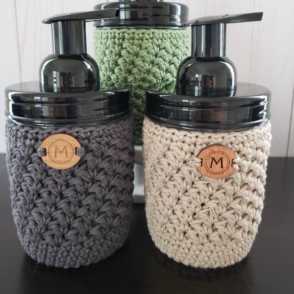 Mason Jar 100% Cotton Crochet Cozy Cozies Covers 16 and 32 ounce WIDE mouth or REGULAR mouth