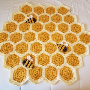 Hand Crocheted Baby Bumble Bee baby blanket throw