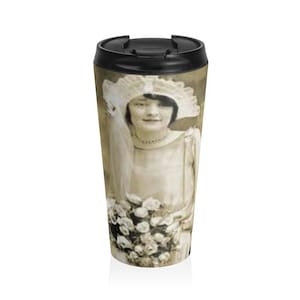 Vintage Noire Stainless Steel Travel Mug, Retro Coffee Cup, Insulated Tumbler, Unique Gift, Black and White Design