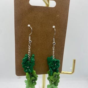 Green flower earrings