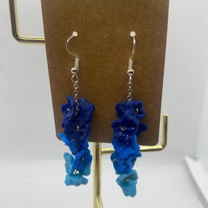 Blue flower dangle earrings