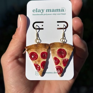 Mini Pizza Polymer Clay Earrings – Handmade Food-Inspired Dangles