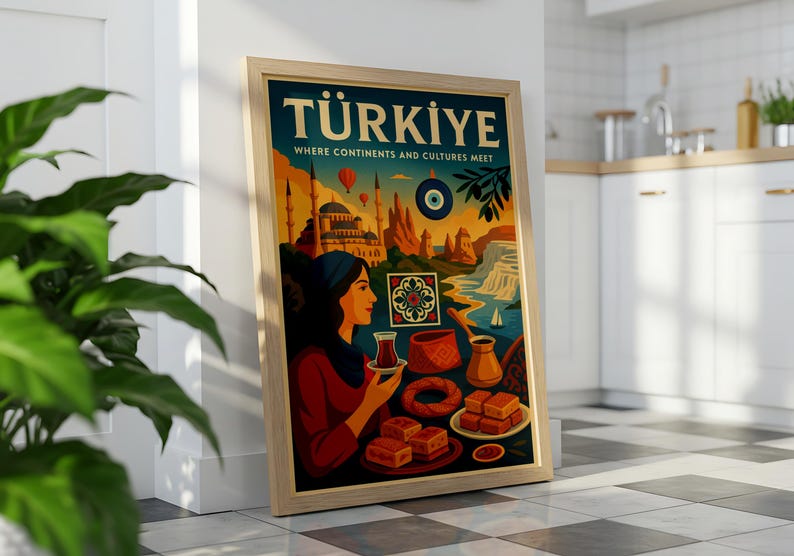 Turkey Travel Poster – Türkiye Wall Art, Istanbul & Cappadocia ...