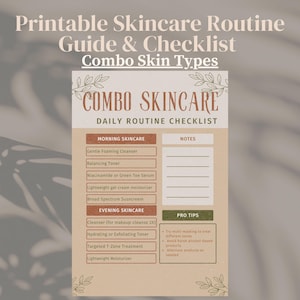 Combo Skin Routine Guide Printable | Daily Steps + Notes | PDF + PNG Download | Skincare Tracker