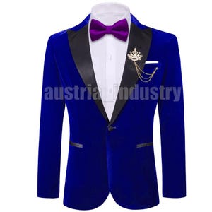 Men&#39;s Royal Blue Tuxedo Party Wear Dinner Jackets | Slim Fit Blazer-Dinner & Wedding Jackets | Handmade Velvet Jacket For Men&#39;s