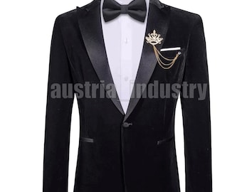 Men's Black Tuxedo Party Wear Dinner Jackets | Slim Fit Blazer-Dinner & Wedding Jackets | Handmade Velvet Jacket For Men's