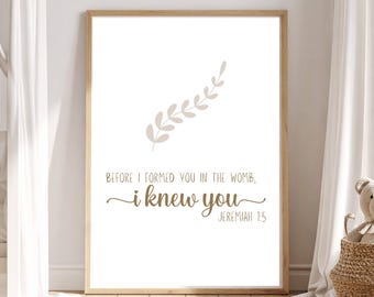Jeremiah 1 5 Bible Verse Nursery Art Digital Download