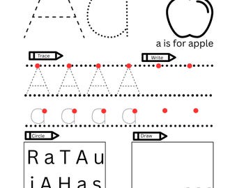 Hojas de trabajo del alfabeto para trazar y colorear letras para jardín de infantes y preescolar. Práctica de letras.