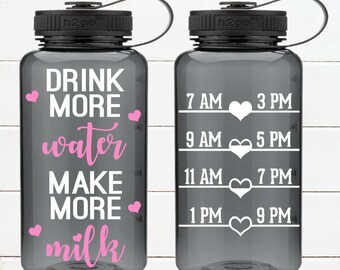 Drink more water, make more milk! Breastfeeding water bottle with water tracker - motivational time tracker - 34 oz water bottle - BPA Free
