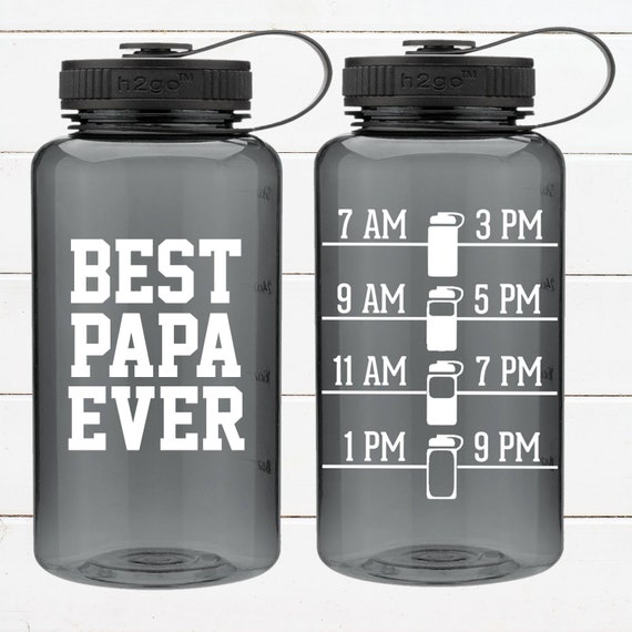Best Papa Ever 34oz Tracker Water Bottle Bpa Free Motivation Inspiration Hydrate Fitness Gym Workout