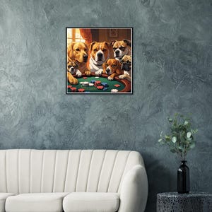 Cani che giocano a poker, decorazione da parete pronta da appendere | Regalo per amanti dei cani | Diverse opzioni di cornice