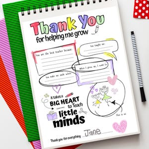 Agradecimiento al maestro (A4) imprimible, regalo de agradecimiento para el regreso a clases, páginas para colorear con descarga digital instantánea.