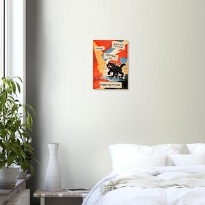 Yiddish Cat Poster – Retro Jewish Wall Art, Black Cat Motivation Print, Museum-Quality image 3