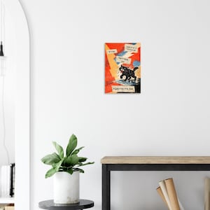 Yiddish Cat Poster – Retro Jewish Wall Art, Black Cat Motivation Print, Museum-Quality image 4