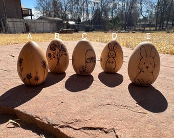 Wood burned Eggs, Easter Eggs