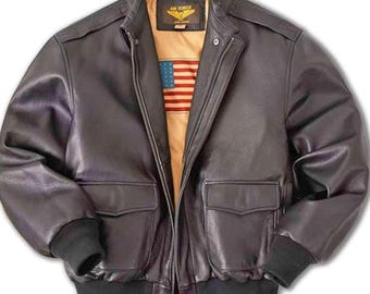 Men's Vintage Air Force A-2 Leather Bomber Jacket by Branded