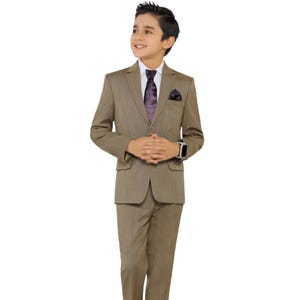 Handgemachter Beige Anzug für Jungen | Abendgarderobe für Kinder | Kleinkind Hochzeits Outfit | Ring Träger Anzug | Jungen Party Blazer | Pagen-Jungen-Anzug Set | Geschenke