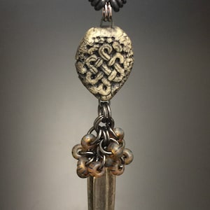Artisan necklace 38...eternal knot pendant, Asian style, bohemian jewelry, boho pendant, handmade image 1