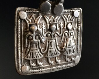 Tribal pendant #13...Rajasthan Silver Amulet, Vintage Tribal pendant, Old Silver, Rajasthan Pendant, Vintage Rajasthan jewelry