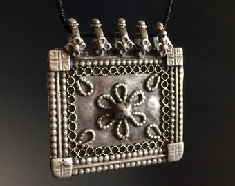 Silver Pendant #19...Rajasthani Silver Amulet, Tribal pendant, Vintage Silver Amulet, Old Silver, Rajasthan Vintage jewelry