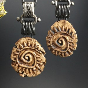 Spiral earrings 51...clay spiral charms, gunmetal links image 8