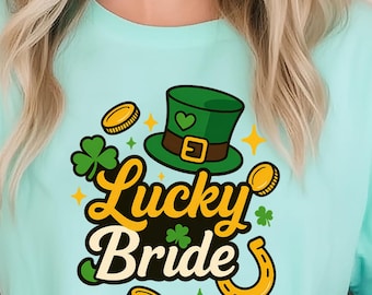 lucky bride shirt st patricks day bride tee bachelorette party shirt irish bride shirt bridal party tee shamrock bride gift