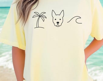 Comfort Colors 1717 Dog Beach T-shirt | Beach Dog T-shirt met print, uniseks | Ocean Paws Coastal Vibes | Casual top cadeau zomervakantie