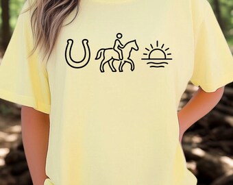 equestrian shirt horse lover shirt cowgirl sunset shirt western riding shirt gift for horse rider comfort colors tee