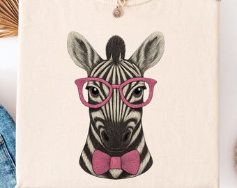 funny zebra shirt zebra with glasses tee nerdy zebra shirt quirky animal graphic safari animal lover gift funny animal shirt