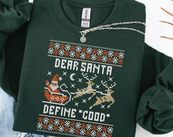 gildan 18000 funny ugly christmas sweatshirt dear santa sarcastic holiday humor graphic cozy crewneck naughty list winter gift