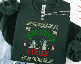gildan 18000 funny dear santa sweatshirt sarcastic christmas humor graphic cozy crewneck holiday sweater naughty list gift