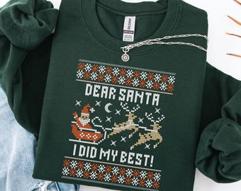 gildan 18000 funny dear santa christmas sweatshirt sarcastic holiday humor graphic cozy crewneck naughty list sweater gift