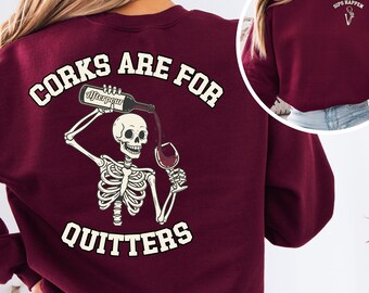 Gildan 18000 rolig vinskeletttröja sarkastisk halloween drickande humor grafisk mysig rund hals läskig tröja vinälskare gåva