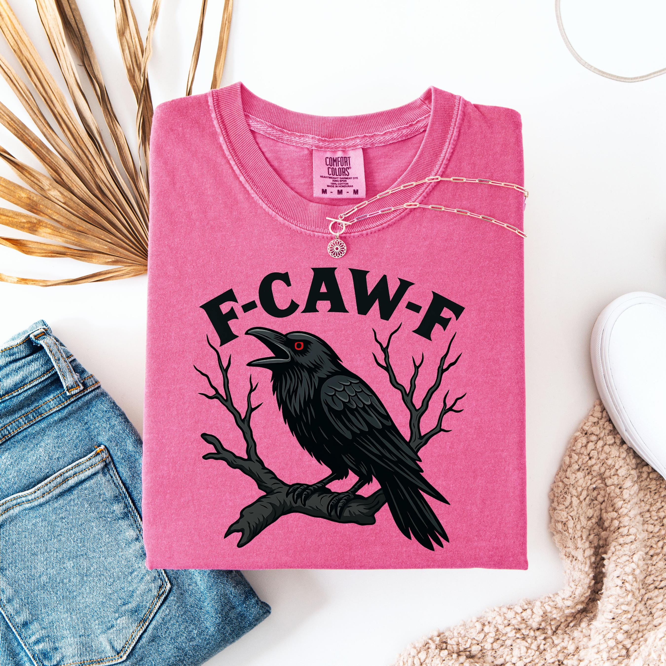 T-Shirt F-CAW-F Raven, Divertente Camicia Corvo Gotico, Sarcastic Bird - Foto 7