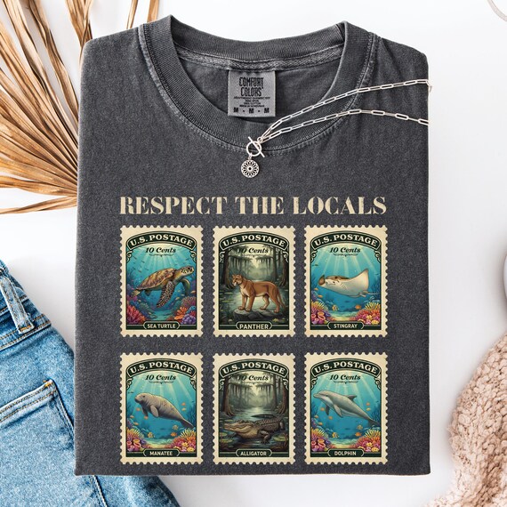 Florida Wildlife Postage Stamp T-Shirt | Comfort Colors Nature Tee | Retro Wildlife Graphic Tee | Florida Travel Gift | Unisex Outdoor Shirt