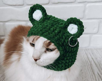 Crochet Pet Balaclava Pattern – Frog Hat for Cats & Small Dogs (PDF)