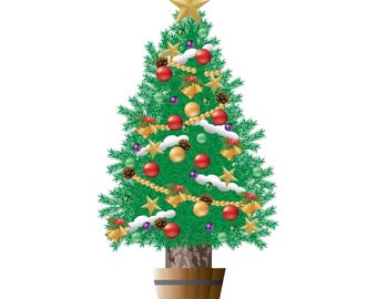 Christmas Tree Clipart | Holiday Decor Illustration