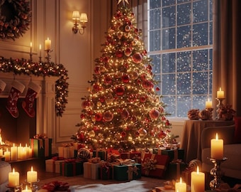 Cozy Christmas Tree Wall Art: Festive Winter Home Decor for Living Room