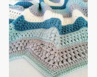 Calming Puff Wave Blanket Crochet Pattern – Soft, Textured Stitch Design for a Cozy, Relaxing Home Throw or Baby Gift